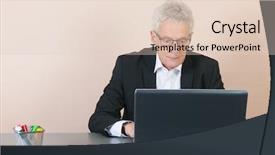  Presentation with young man holdng laptop on lap money - Beautiful presentation design featuring red pencil leader - senior man working with laptop backdrop and a  colored foreground
