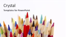  Presentation with standing out in the crowd - Colorful presentation enhanced with red pencil standing backdrop and a pink colored foreground