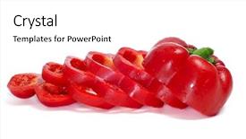  Presentation with pepper - Beautiful PPT layouts featuring red pepper cut into slices on a white background backdrop and a white colored foreground