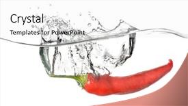  Presentation with red chilli - PPT theme having red pepper dropped into water background and a white colored foreground