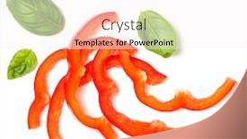  Presentation with leaves flat lay - Beautiful PPT theme featuring red-pepper-slices-with-basil backdrop and a white colored foreground