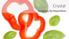  Presentation with leaves flat lay - PPT theme featuring red-pepper-slices-with-basil background and a white colored foreground