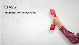  Presentation with telephone - Slides featuring telephone receiver in hand mixed media background and a white colored foreground