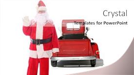  Presentation with purple festive christmas red - Cool new PPT theme with red-pick-up-truck-christmas backdrop and a white colored foreground