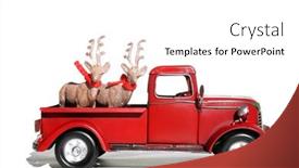  Presentation with deer - Slides enhanced with red-pick-up-truck-red background and a white colored foreground