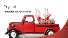  Presentation with deer - Slide deck with red-pick-up-truck-red background and a white colored foreground
