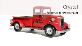  Presentation with christmas red - Beautiful PPT layouts featuring red-pick-up-truck-santa backdrop and a sky blue colored foreground