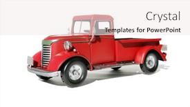  Presentation with truck - PPT theme consisting of red-pick-up-truck-vintage background and a sky blue colored foreground