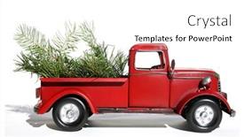  Presentation with vintage christmas - PPT layouts featuring red-pick-up-truck-vintage background and a white colored foreground