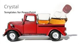  Presentation with liquor - Slide set consisting of red-pick-up-truck-vintage background and a white colored foreground