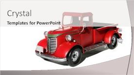  Presentation with truck - Theme having red-pick-up-truck-vintage background and a white colored foreground
