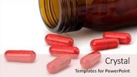  Presentation with drug - PPT theme with red pill - drug in vial isolated background and a lemonade colored foreground