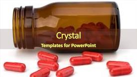  Presentation with drug - Amazing presentation theme having red pill - drug in vial isolated backdrop and a tawny brown colored foreground