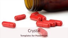  Presentation with drug - Presentation with red pill - drug in vial isolated background and a lemonade colored foreground