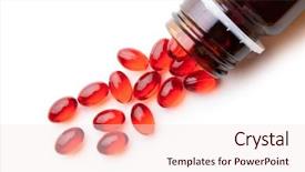  Presentation with capsules - PPT layouts consisting of red pill - vitamin e capsules on white background and a sky blue colored foreground