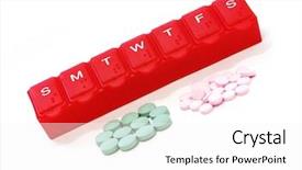  Presentation with high blood pressure - Presentation theme having red pill box and pills background and a white colored foreground