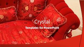  Presentation with ornament - Audience pleasing PPT theme consisting of red pillow with an ornament on a sofa backdrop and a crimson colored foreground