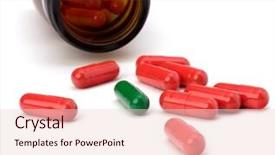  Presentation with drug - Slides having red pills - drug in vial isolated background and a lemonade colored foreground