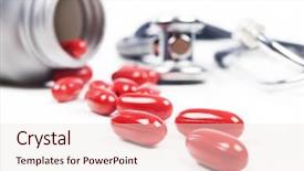  Presentation with pill bottle - Amazing presentation having red pills spilled backdrop and a sky blue colored foreground