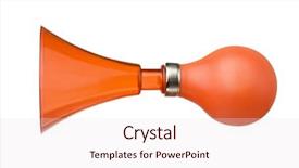  Presentation with plastic - Amazing presentation design having colorful car - red plastic air horn isolated backdrop and a lemonade colored foreground