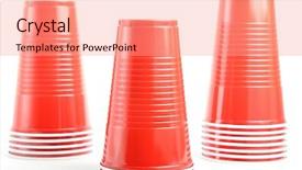  Presentation with plastic - Slides consisting of red plastic drinking cups background and a coral colored foreground