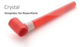  Presentation with plastic - Theme featuring red-plastic-party-horn-isolated background and a white colored foreground