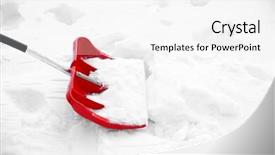  Presentation with snow shovel - Cool new slide deck with red plastic shovel for snow backdrop and a white colored foreground