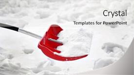  Presentation with snow shovel - Beautiful slide deck featuring red plastic shovel for snow backdrop and a white colored foreground
