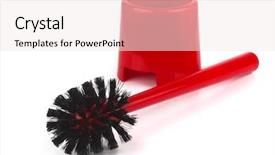  Presentation with brush - Beautiful PPT theme featuring red plastic toilet brush isolated backdrop and a sky blue colored foreground