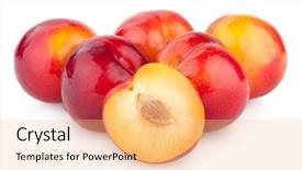  Presentation with white red employees - Audience pleasing slide deck consisting of red-plums-isolated-on-white backdrop and a lemonade colored foreground