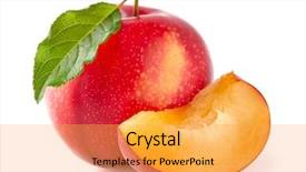  Presentation with red and gold leaves - Audience pleasing slide deck consisting of red plums with leaves backdrop and a yellow colored foreground