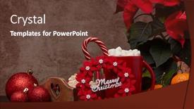  Presentation with cocoa - Beautiful slides featuring red-poinsettia-flowers-tray backdrop and a tawny brown colored foreground