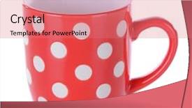  Presentation with red - Cool new PPT theme with red polka dot mug isolated backdrop and a coral colored foreground