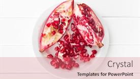  Presentation with pomegranate - Cool new presentation with red-pomegranate-on-kitchen-table backdrop and a coral colored foreground