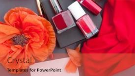  Presentation with business card - Presentation theme consisting of red-poppies-and-cosmetics-red background and a red colored foreground