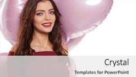  Presentation with fashion - Colorful slide set enhanced with red posing with pink ballons backdrop and a  colored foreground