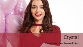  Presentation with fashion - Beautiful PPT layouts featuring red posing with pink ballons backdrop and a  colored foreground