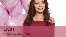  Presentation with fashion - Beautiful theme featuring red posing with pink ballons backdrop and a  colored foreground