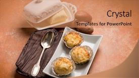  Presentation with muffin - Amazing slide set having red potatoes muffin backdrop and a coral colored foreground