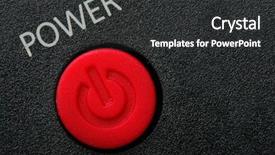  Presentation with power button - PPT theme enhanced with red power button close-up background and a dark gray colored foreground