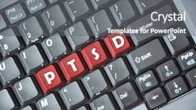 Presentation with ptsd - PPT theme featuring red ptsd key on keyboard background and a gray colored foreground