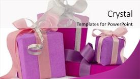  Presentation with an open gift box - Cool new PPT theme with red purple - colorful gift boxes backdrop and a white colored foreground