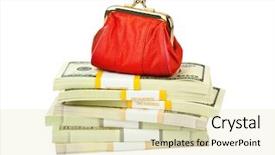  Presentation with money - Theme featuring red purse and money isolated background and a  colored foreground