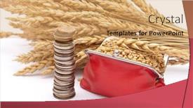  Presentation with ears - Amazing PPT theme having red-purse-with-wheat-ears backdrop and a yellow colored foreground