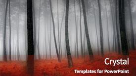  Presentation with autumn - Amazing PPT theme having red rain - nice and cold autumn landscape backdrop and a tawny brown colored foreground