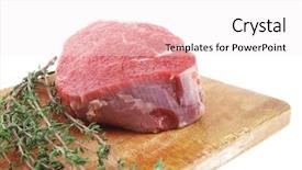  Presentation with fresh meat - Cool new PPT theme with chops two fresh beef meat backdrop and a sky blue colored foreground