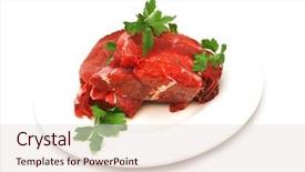  Presentation with raw meat - Theme featuring red-raw-meat-and-parsley background and a lemonade colored foreground