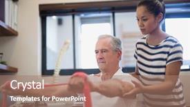  Presentation with female hospital patient - PPT layouts enhanced with red resistance band in hospital background and a coral colored foreground