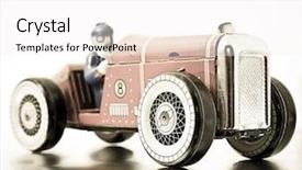  Presentation with race car - Beautiful presentation theme featuring red retro race car backdrop and a white colored foreground
