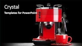  Presentation with machine - PPT theme with red retro style coffee machine background and a black colored foreground